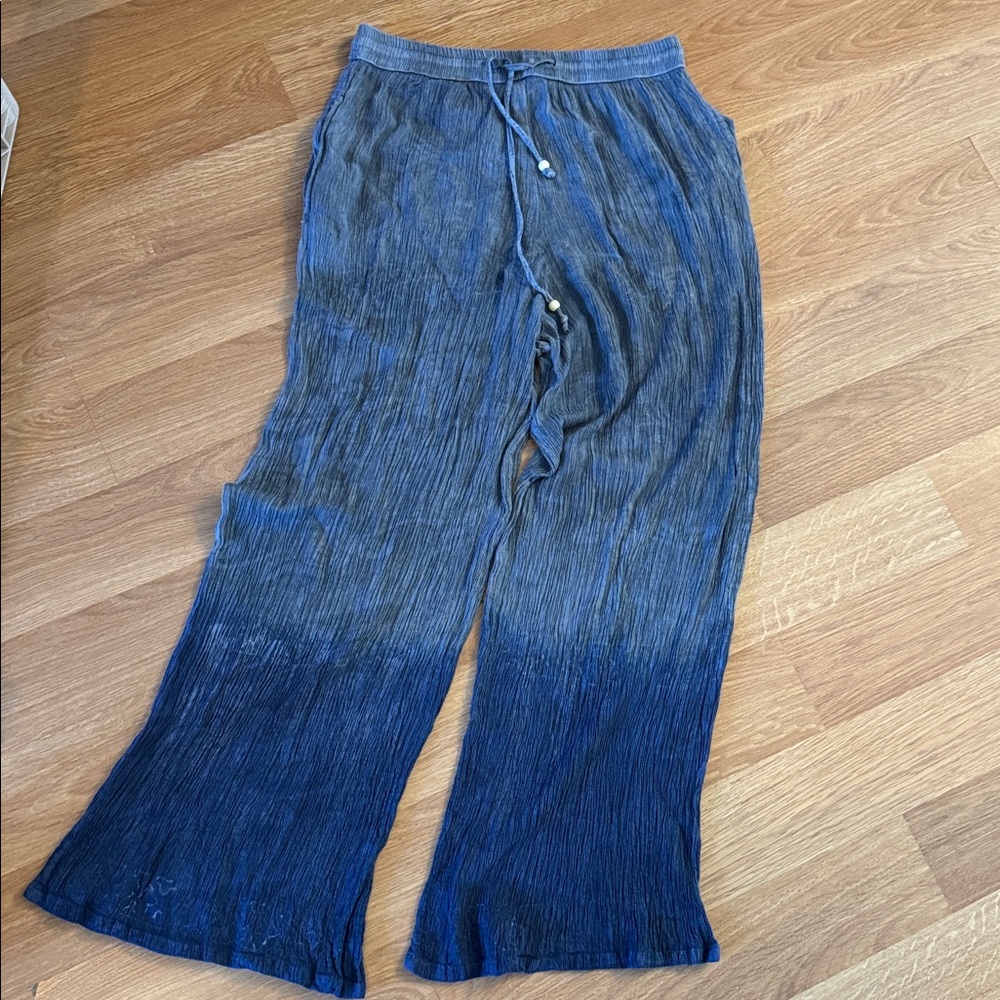 Advance Apparels Boho Beach cover up Pants FREE size Blue Ombre Rayon